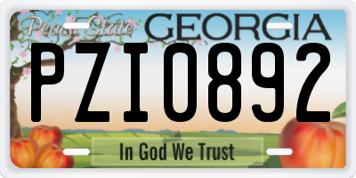 GA license plate PZI0892