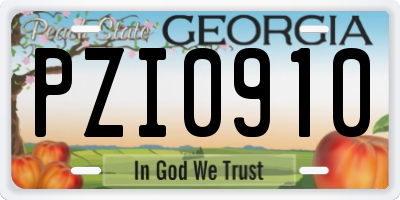 GA license plate PZI0910