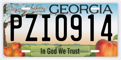 GA license plate PZI0914