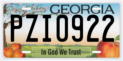 GA license plate PZI0922