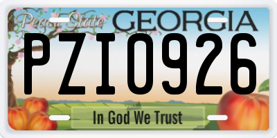 GA license plate PZI0926