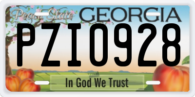 GA license plate PZI0928