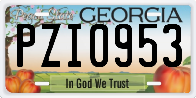 GA license plate PZI0953