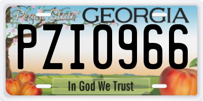 GA license plate PZI0966