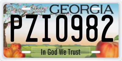 GA license plate PZI0982