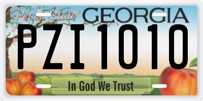 GA license plate PZI1010