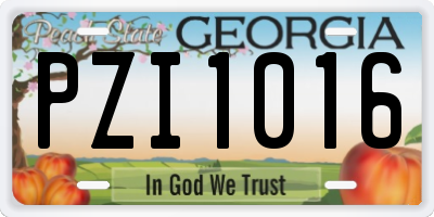 GA license plate PZI1016