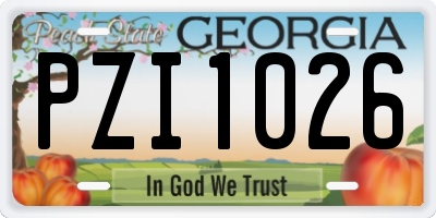 GA license plate PZI1026