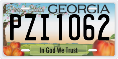 GA license plate PZI1062