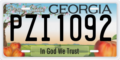 GA license plate PZI1092