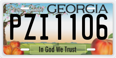 GA license plate PZI1106