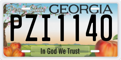 GA license plate PZI1140