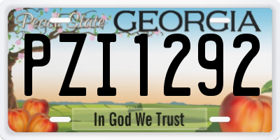 GA license plate PZI1292