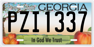 GA license plate PZI1337