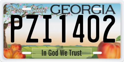 GA license plate PZI1402