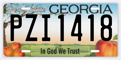 GA license plate PZI1418