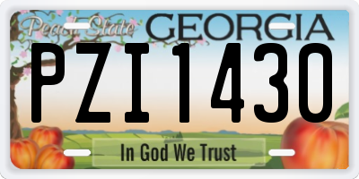 GA license plate PZI1430