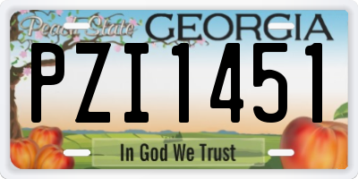 GA license plate PZI1451