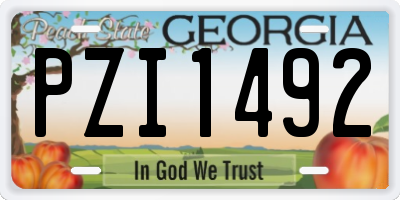 GA license plate PZI1492