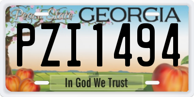 GA license plate PZI1494