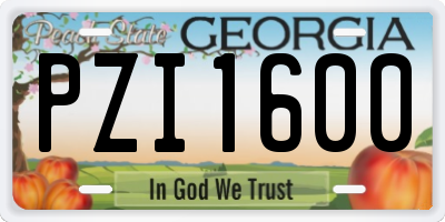 GA license plate PZI1600