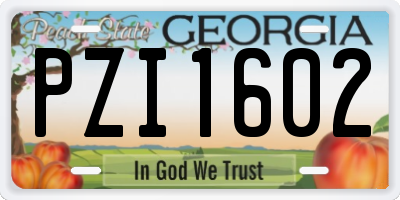 GA license plate PZI1602