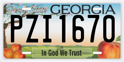 GA license plate PZI1670