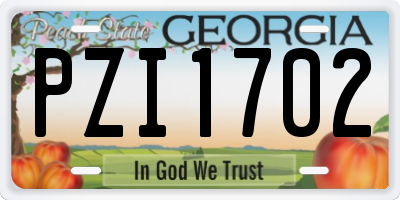 GA license plate PZI1702