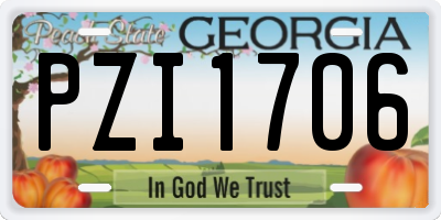 GA license plate PZI1706