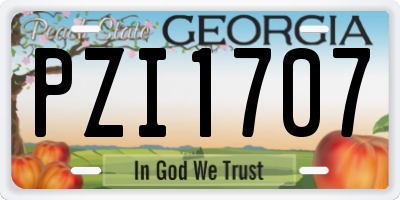 GA license plate PZI1707