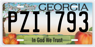 GA license plate PZI1793