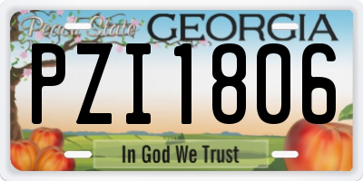 GA license plate PZI1806