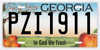 GA license plate PZI1911