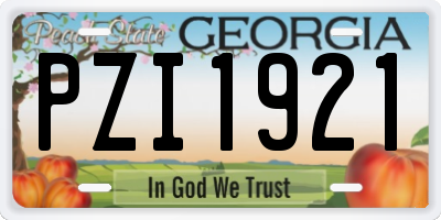 GA license plate PZI1921