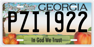 GA license plate PZI1922