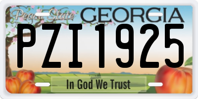GA license plate PZI1925
