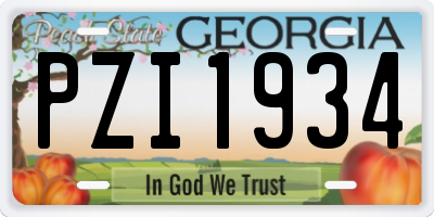 GA license plate PZI1934