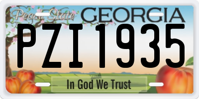 GA license plate PZI1935