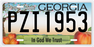 GA license plate PZI1953