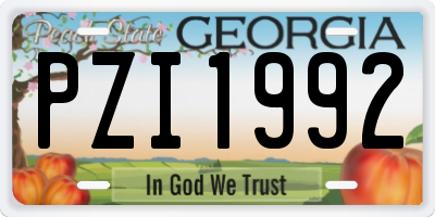 GA license plate PZI1992