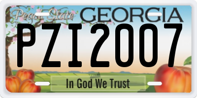 GA license plate PZI2007