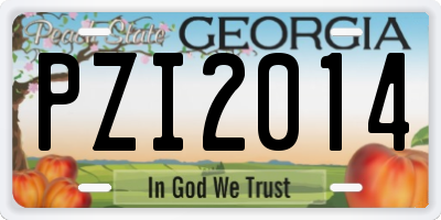 GA license plate PZI2014