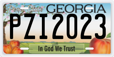 GA license plate PZI2023
