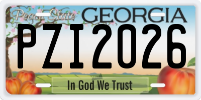 GA license plate PZI2026