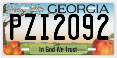 GA license plate PZI2092