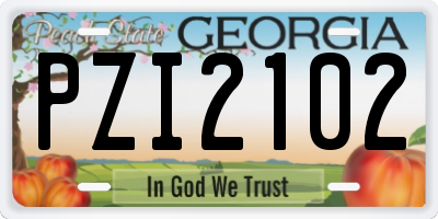 GA license plate PZI2102