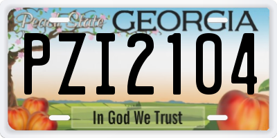 GA license plate PZI2104