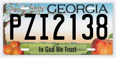 GA license plate PZI2138
