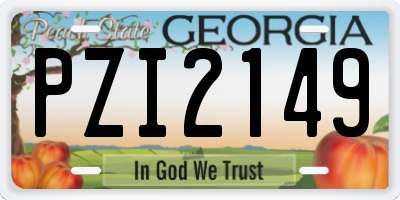 GA license plate PZI2149