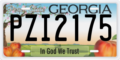 GA license plate PZI2175